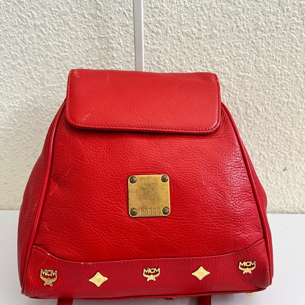 MCM Scarlet Backpack with Gold Details